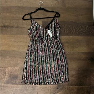 Multicolor Striped Sequin Women's Dress, Sanctuary XS